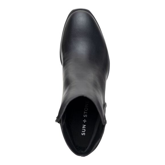 SUN STONE Womens Black Cut Outs Graceyy Round Toe Block Heel Booties 9.5 M - Picture 3 of 4